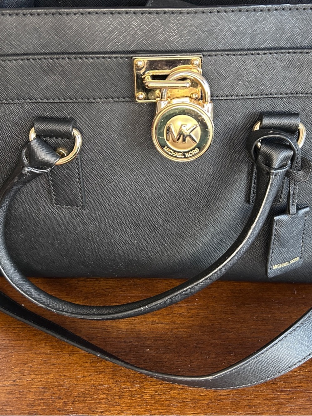 Michael Kors Hamilton Satchel Black Leather | Gold Lock | - Picture 2 of 16
